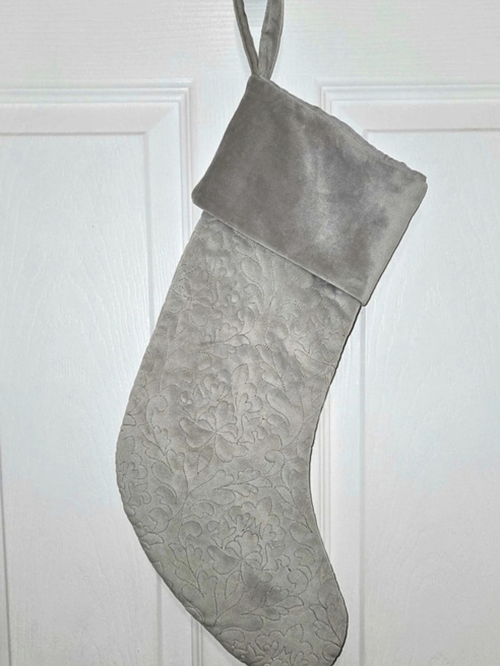 Wondershop at Target Gray Holiday Stocking With Velvet Cuff 18"